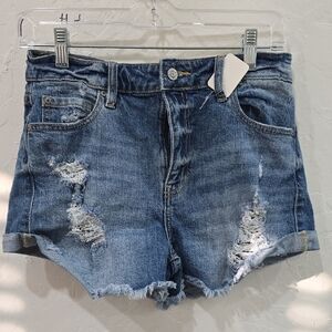 Eunina Blue Distressed Jean Shorts